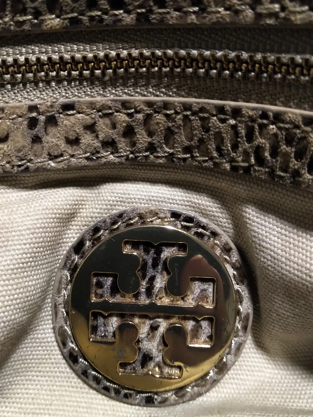 Tory Burch Python-Print Top-Handle / Crossbody Bag